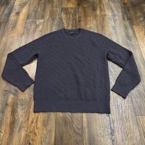 Club Monaco 100% Wool Textured Knit Sweater Mens Large Purple Crewneck